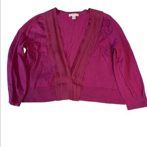 New York & Company cardigan sweater one button 3/4 sleeves ruffled Size small